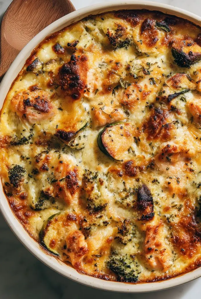 Gratin de saumon et courgettes