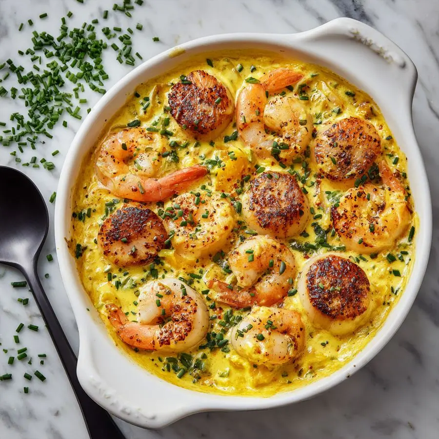recette poisson noix de saint-jacques crevettes au four