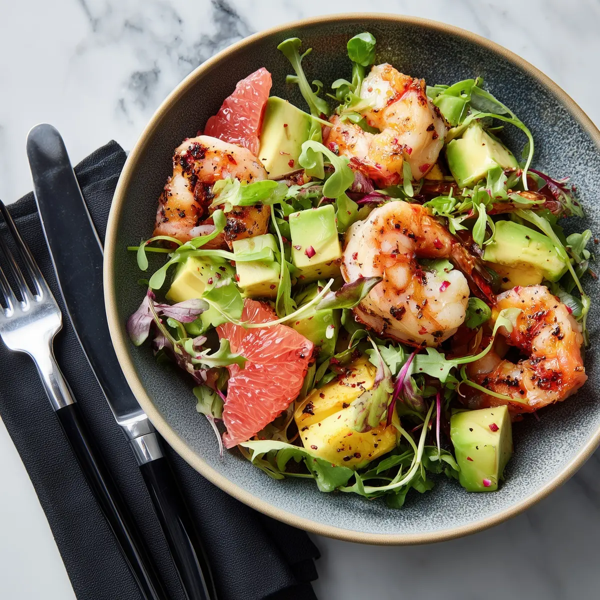 salade de crevette avec avocat et pamplemousse